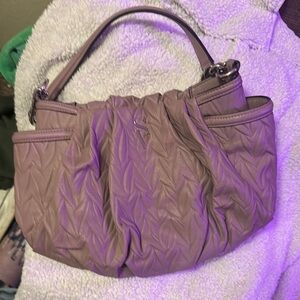Muted Purple Shoulder Bag with Textured Surface and Slouchy Shape Simply Vera